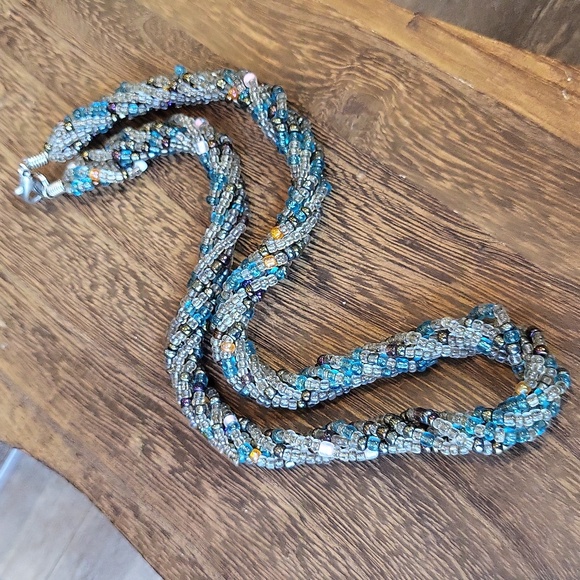 Unbranded Jewelry - Vintage Multicolored & Multistrand Twisted Seed Bead Necklace, Lobster Clasp